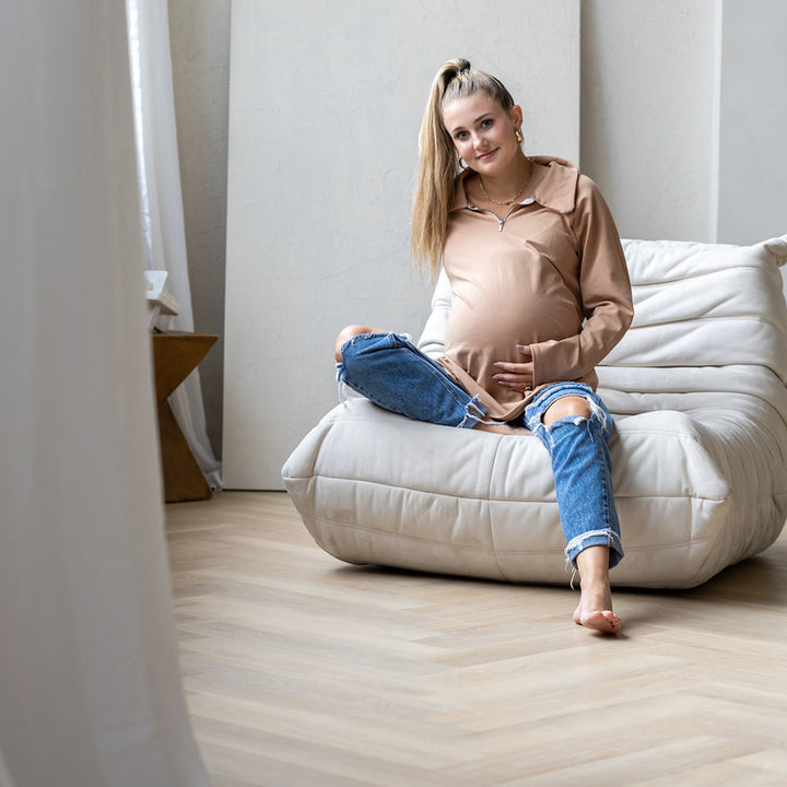 Bo 1/4 Zip Maternity Pull Over - maternity sweater by New Genes Maternity Wear
