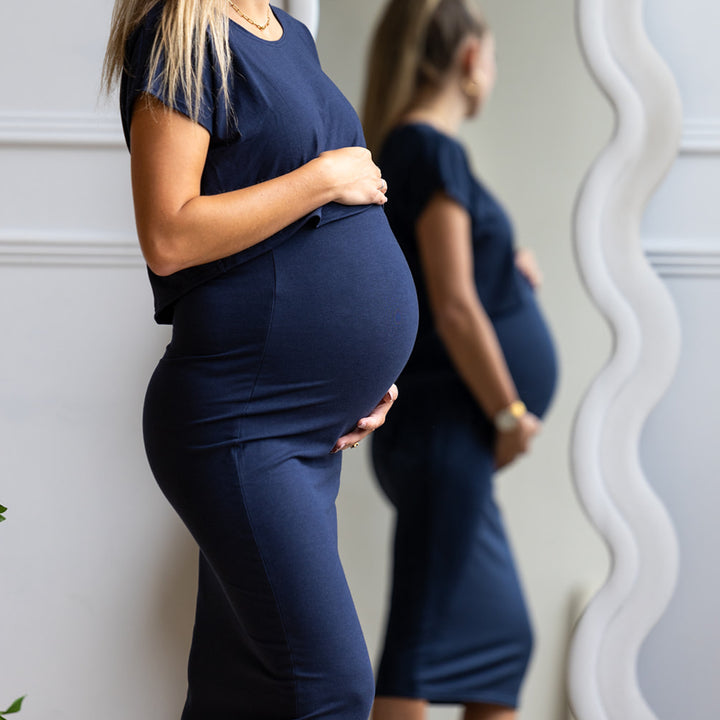 Haven Midi Skirt in navy - maternity skirt by New Genes Maternity Wear