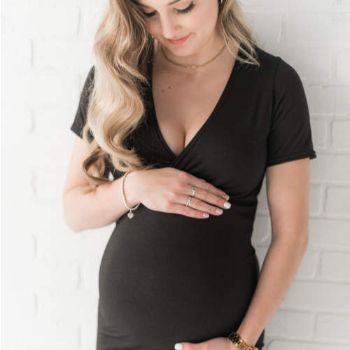 Ophelia short sleeve nursing dress in black - New Genes Maternity Wear