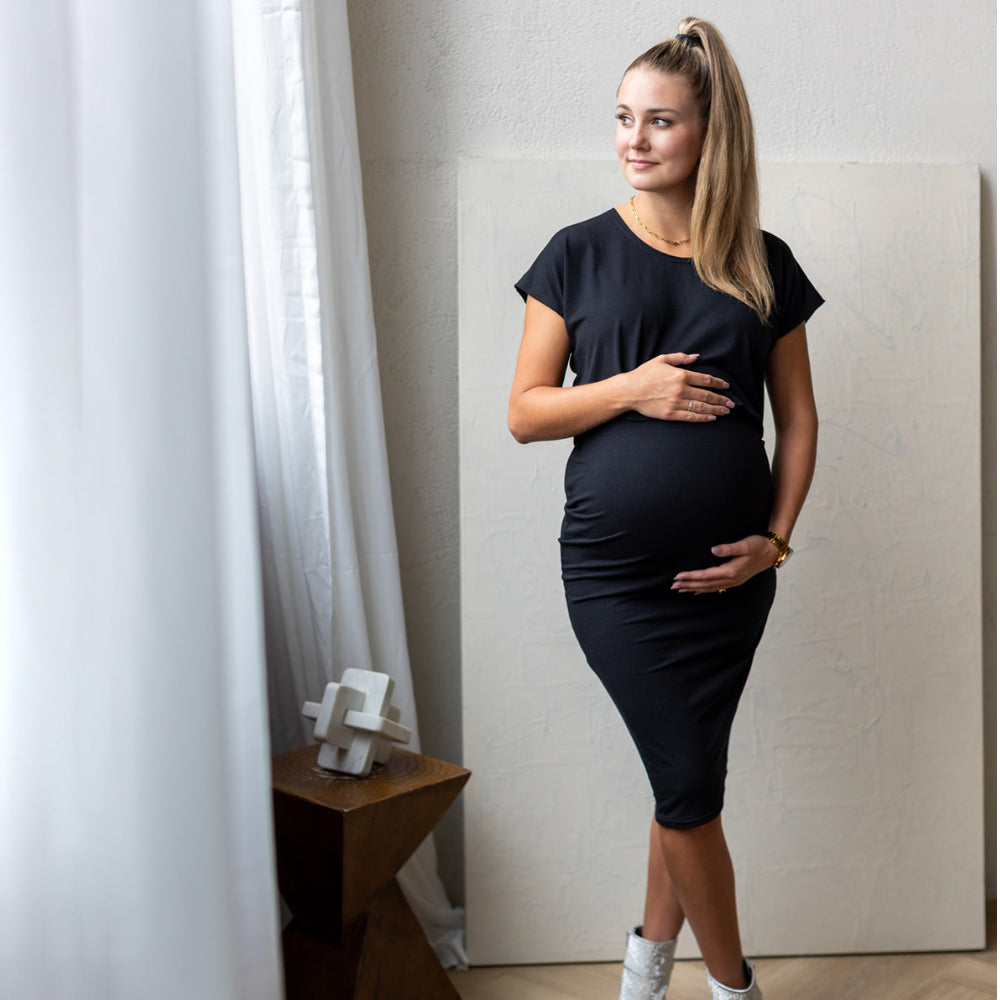 Haven Midi Skirt in black - maternity skirt by New Genes Maternity Wear