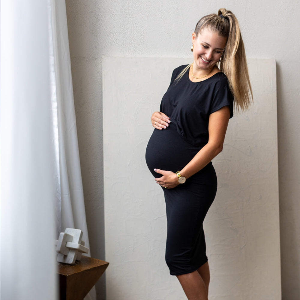 Haven Midi Skirt in black - maternity skirt by New Genes Maternity Wear