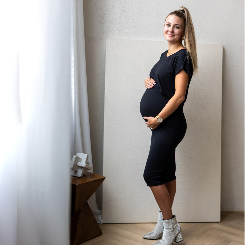 Haven Midi Skirt in black - maternity skirt by New Genes Maternity Wear