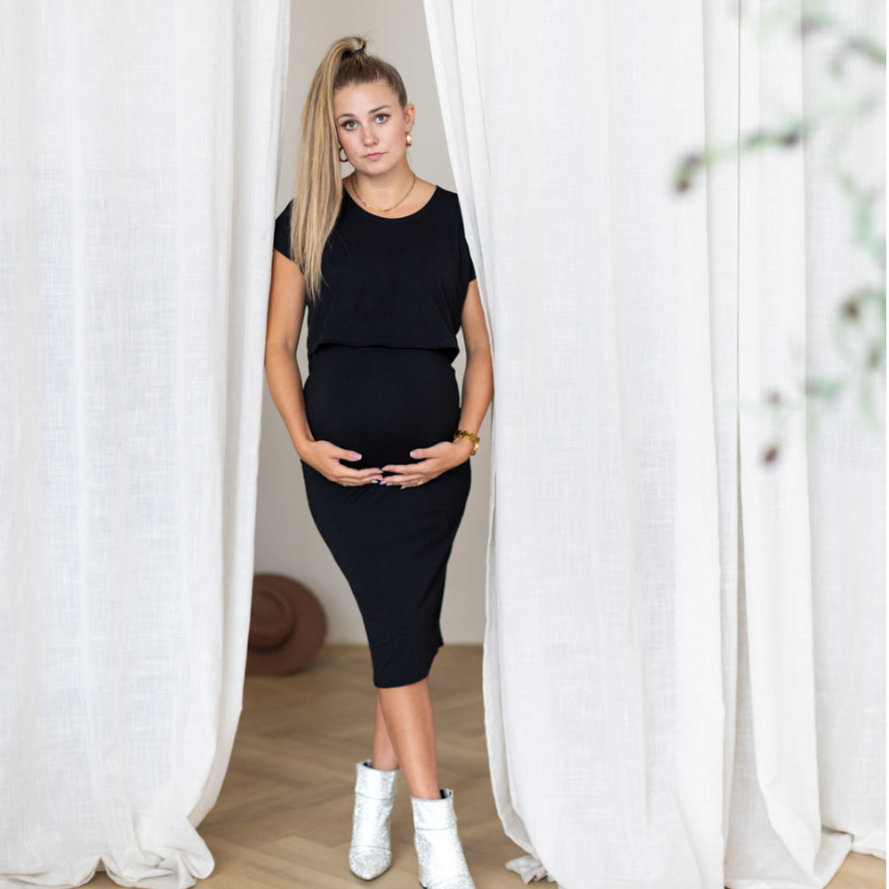 Haven Midi Skirt in black - maternity skirt by New Genes Maternity Wear