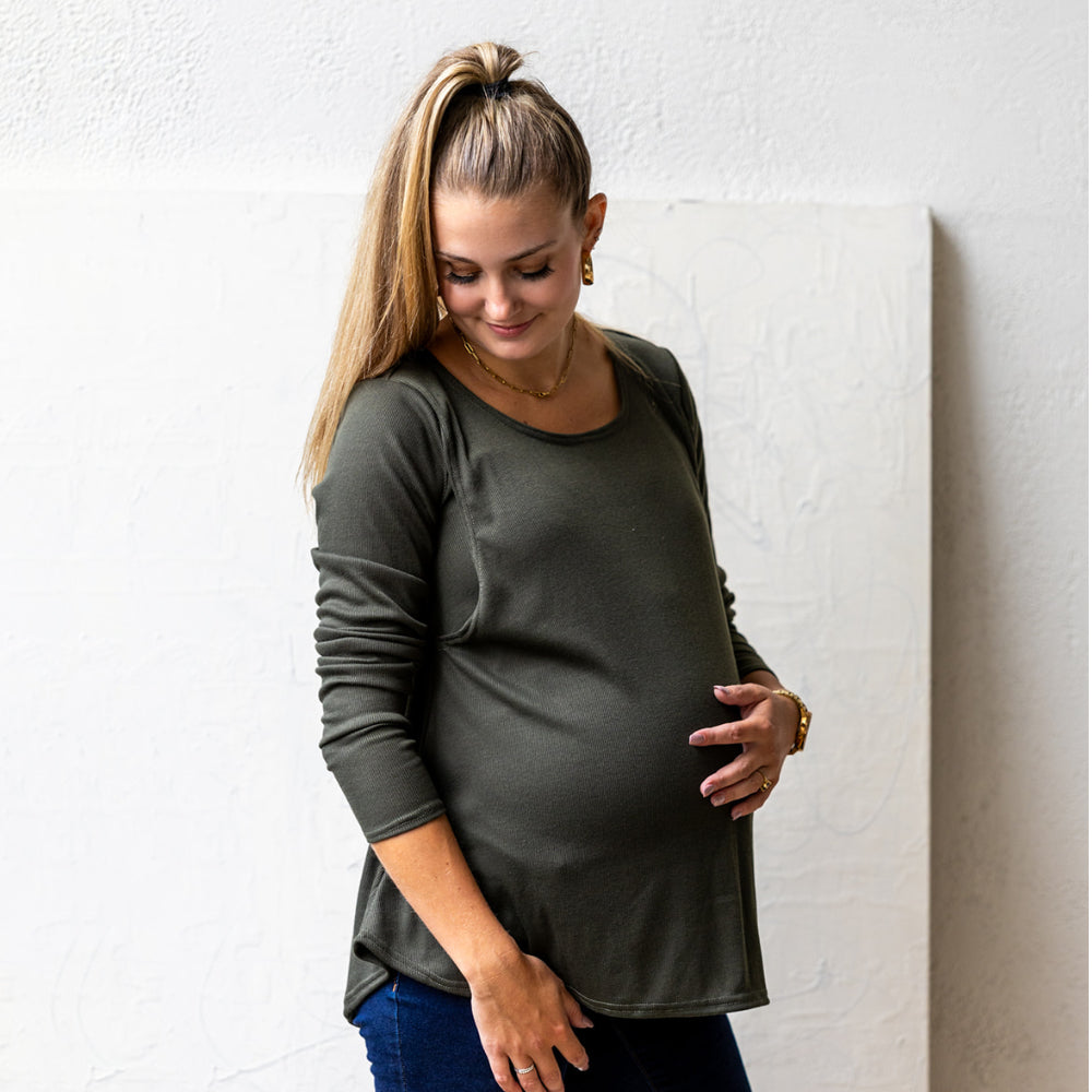 Sasha Nursing Long Sleeve in Crocodile - maternity clothing by New Genes Maternity Wear