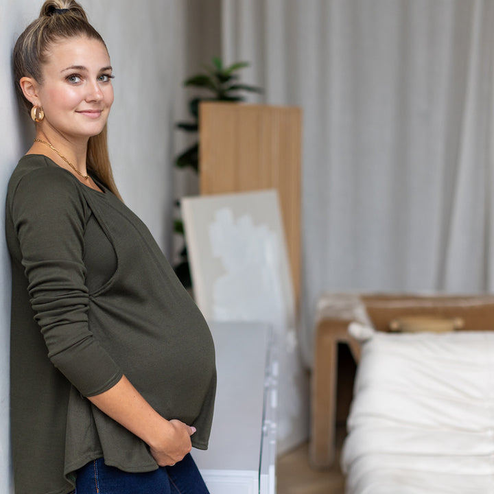 Sasha Nursing Long Sleeve in Crocodile - maternity clothing by New Genes Maternity Wear
