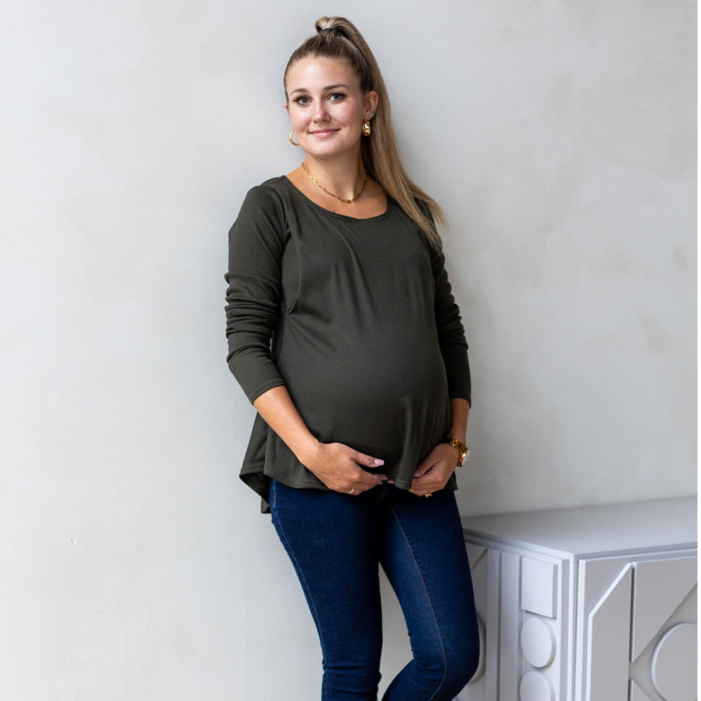 Sasha Nursing Long Sleeve in Crocodile - maternity clothing by New Genes Maternity Wear