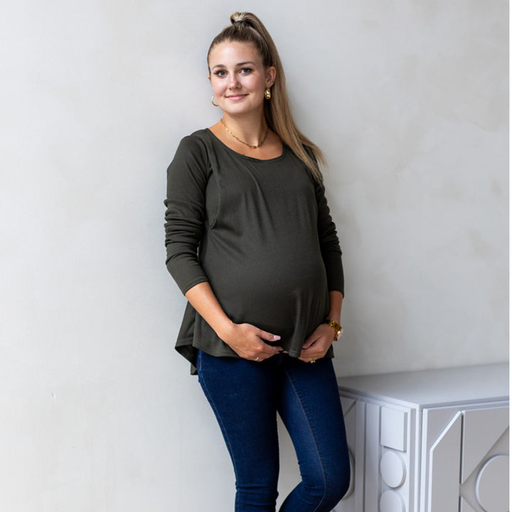 Sasha Nursing Long Sleeve in Crocodile - maternity clothing by New Genes Maternity Wear