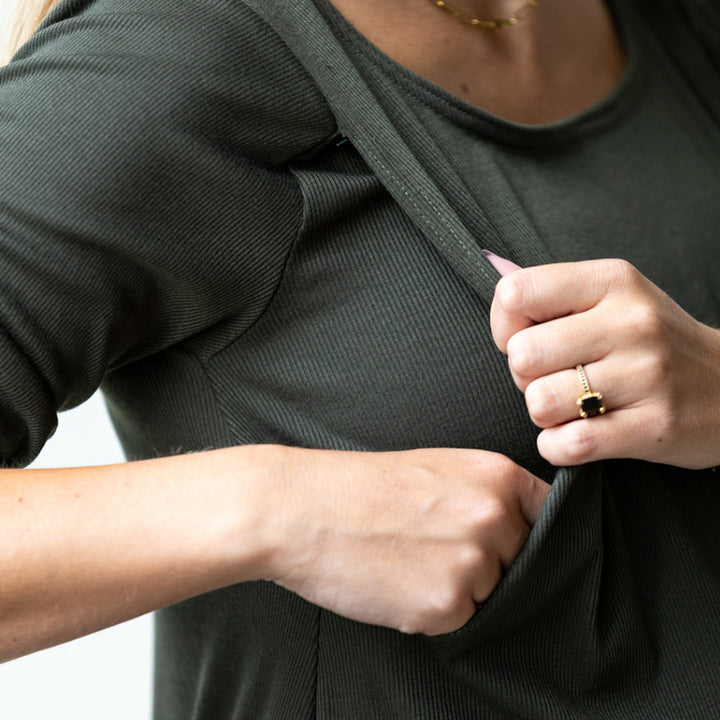 Sasha Nursing Long Sleeve in Crocodile - maternity clothing by New Genes Maternity Wear