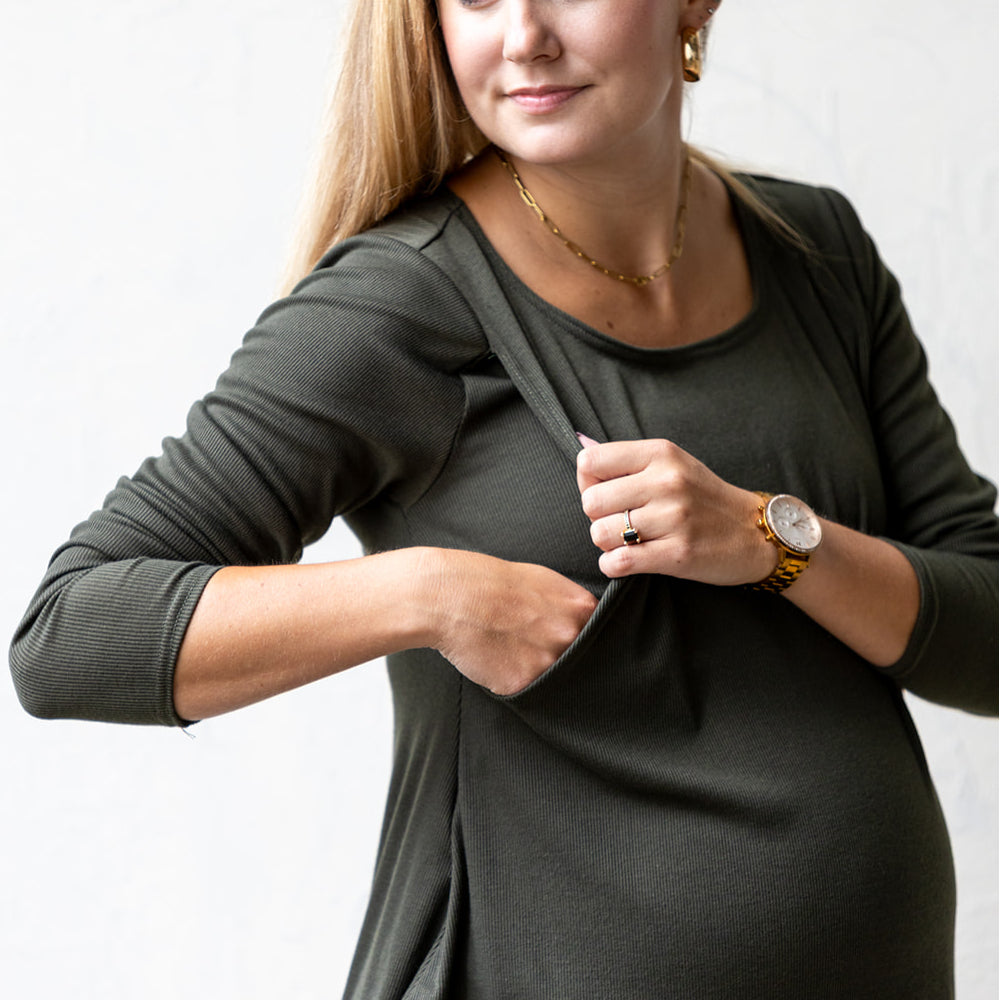 Sasha Nursing Long Sleeve in Crocodile - maternity clothing by New Genes Maternity Wear