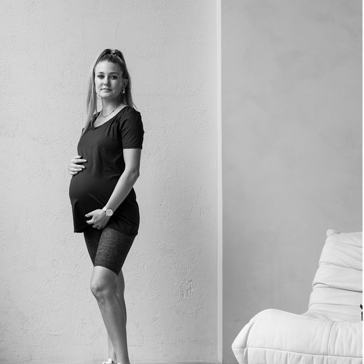 Emma Active Short Sleeve top in black - maternity activewear by New Genes Maternity Wear