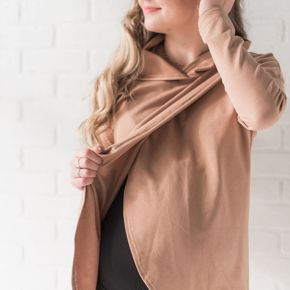 Gianna nursing hoodie in camel - maternity hoodie by New Genes Maternity Wear