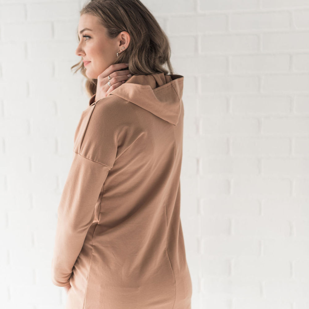 Gianna nursing hoodie in camel - maternity hoodie by New Genes Maternity Wear