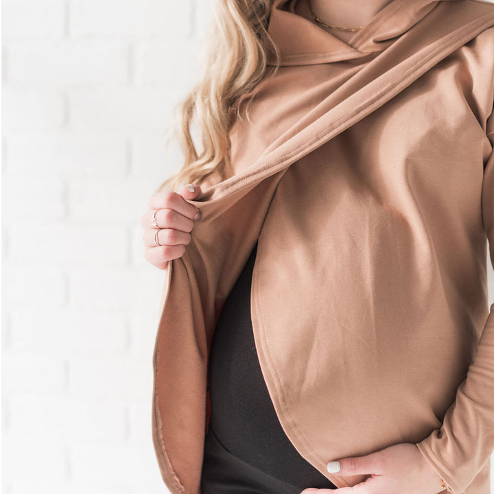 Gianna nursing hoodie in camel - maternity hoodie by New Genes Maternity Wear