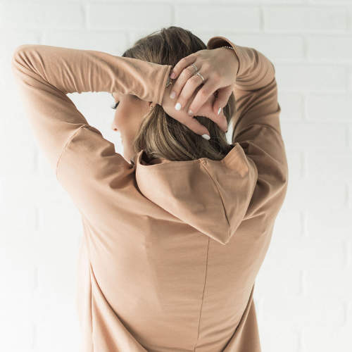 Gianna nursing hoodie in camel - maternity hoodie by New Genes Maternity Wear
