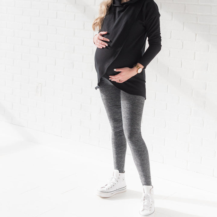 Lynx maternity legging in heathered graphite grey - New Genes Maternity Wear