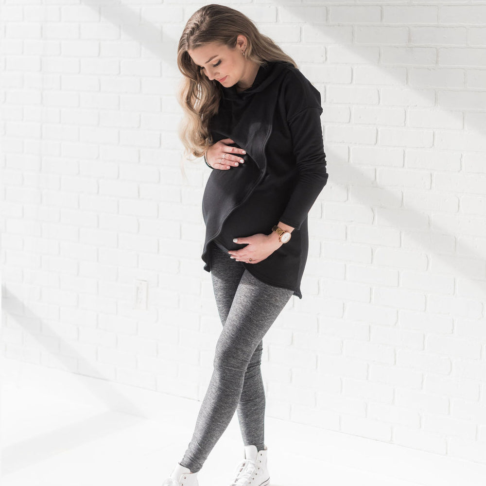 Lynx maternity legging in heathered graphite grey - New Genes Maternity Wear
