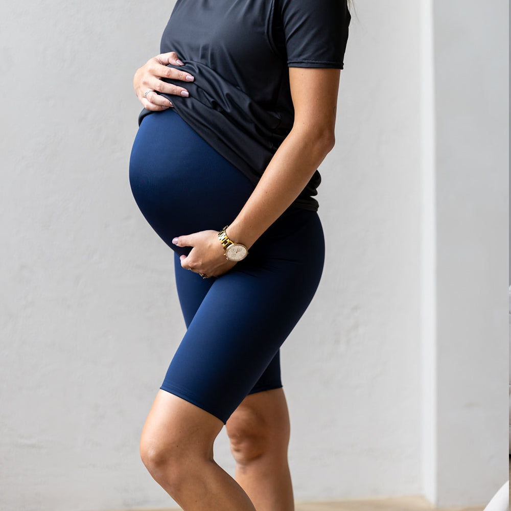 Sarah biker shorts in navy - maternity shorts by New Genes Maternity Wear