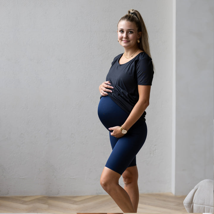 Sarah biker shorts in navy - maternity shorts by New Genes Maternity Wear