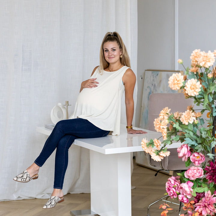 Sasha Nursing Tank Top in oatmeal - maternity clothing by New Genes Maternity Wear