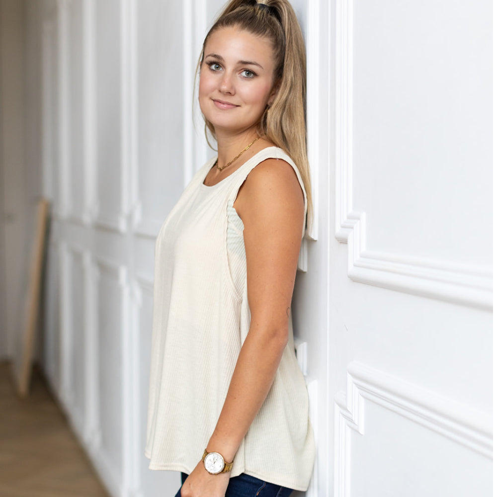 Sasha Nursing Tank Top in oatmeal - maternity clothing by New Genes Maternity Wear