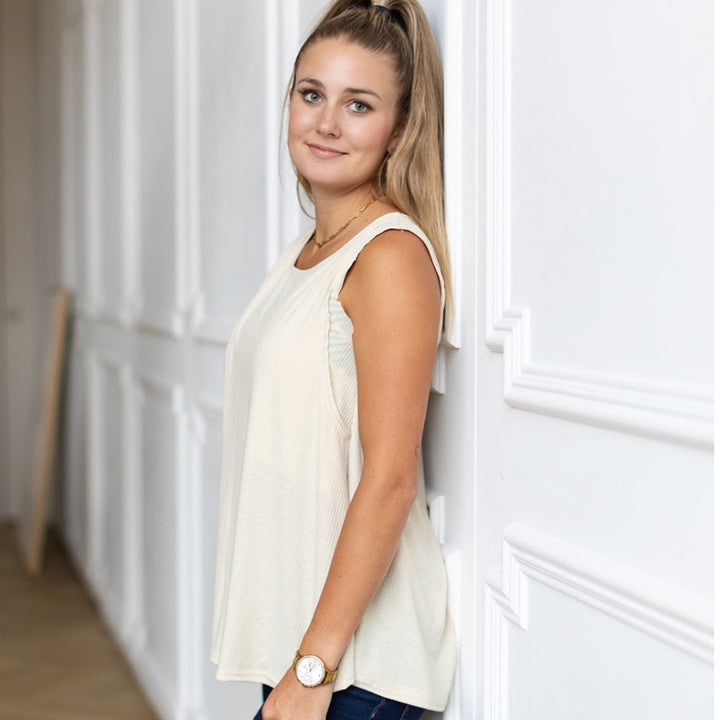 Sasha Nursing Tank Top in oatmeal - maternity clothing by New Genes Maternity Wear