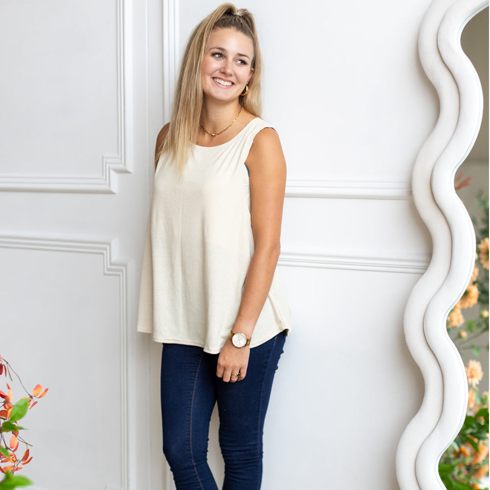 Sasha Nursing Tank Top in oatmeal - maternity clothing by New Genes Maternity Wear