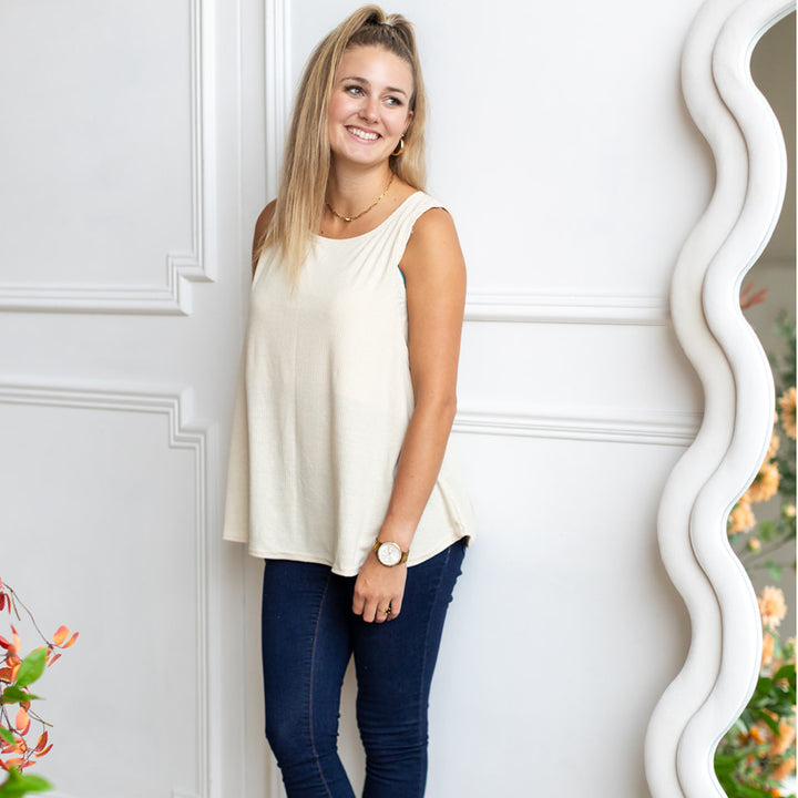 Sasha Nursing Tank Top in oatmeal - maternity clothing by New Genes Maternity Wear