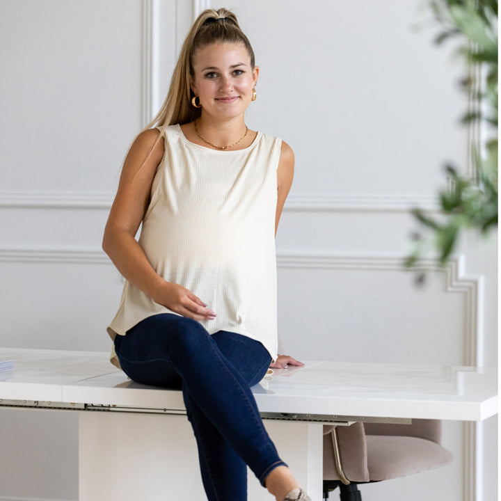 Sasha Nursing Tank Top in oatmeal - maternity clothing by New Genes Maternity Wear
