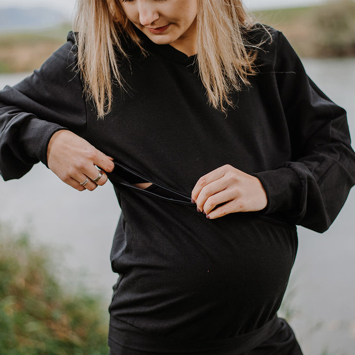 Caden crew neck nursing sweater - maternity sweater by New Genes Maternity Wear