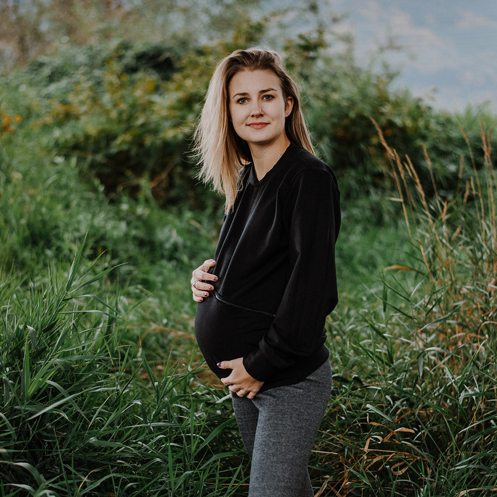 Caden crew neck nursing sweater - maternity sweater by New Genes Maternity Wear