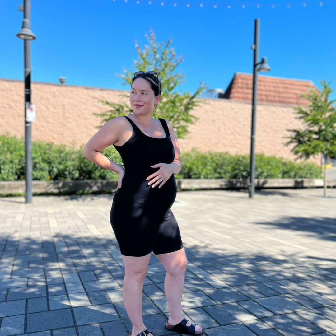 Sarah ribbed black biker shorts - maternity shorts by New Genes Maternity Wear