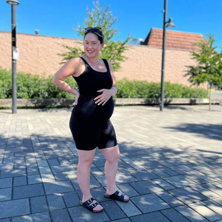 Sarah ribbed black biker shorts - maternity shorts by New Genes Maternity Wear