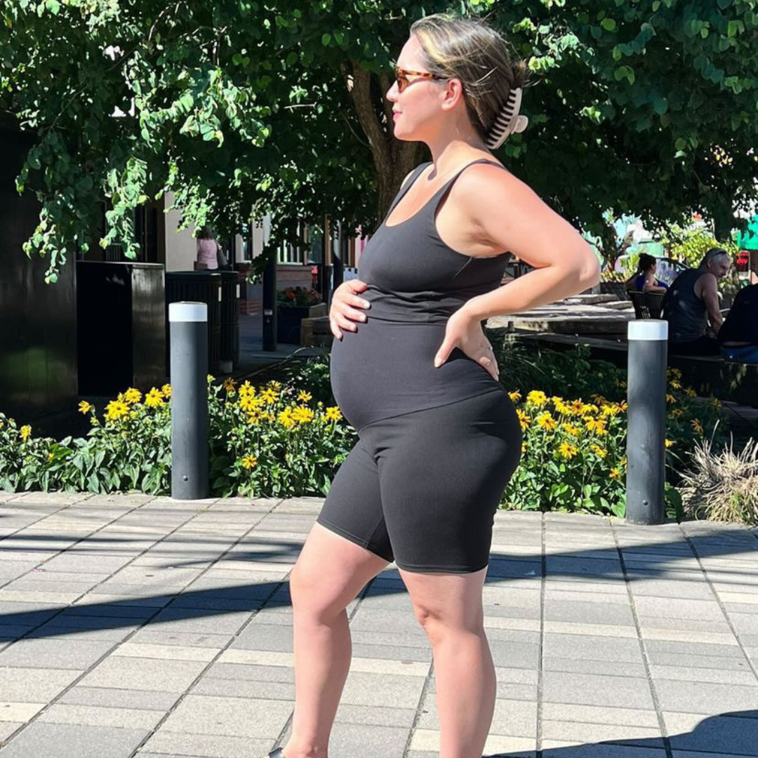 Sarah ribbed black biker shorts - maternity shorts by New Genes Maternity Wear