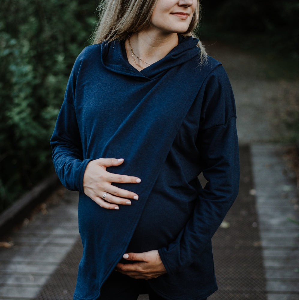 Gianna nursing hoodie in navy - maternity hoodie by New Genes Maternity Wear