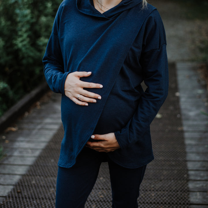 Gianna nursing hoodie in navy - maternity hoodie by New Genes Maternity Wear