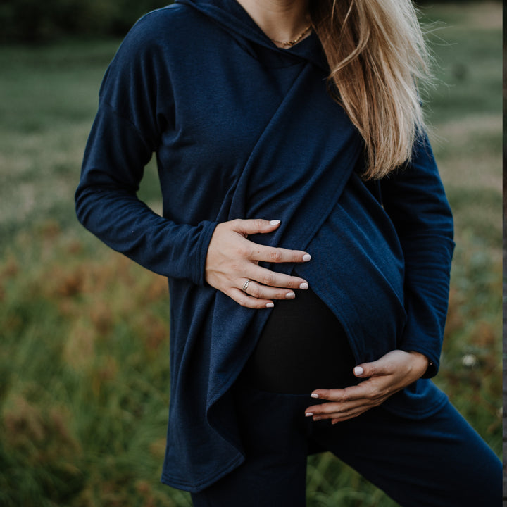 Gianna nursing hoodie in navy - maternity hoodie by New Genes Maternity Wear