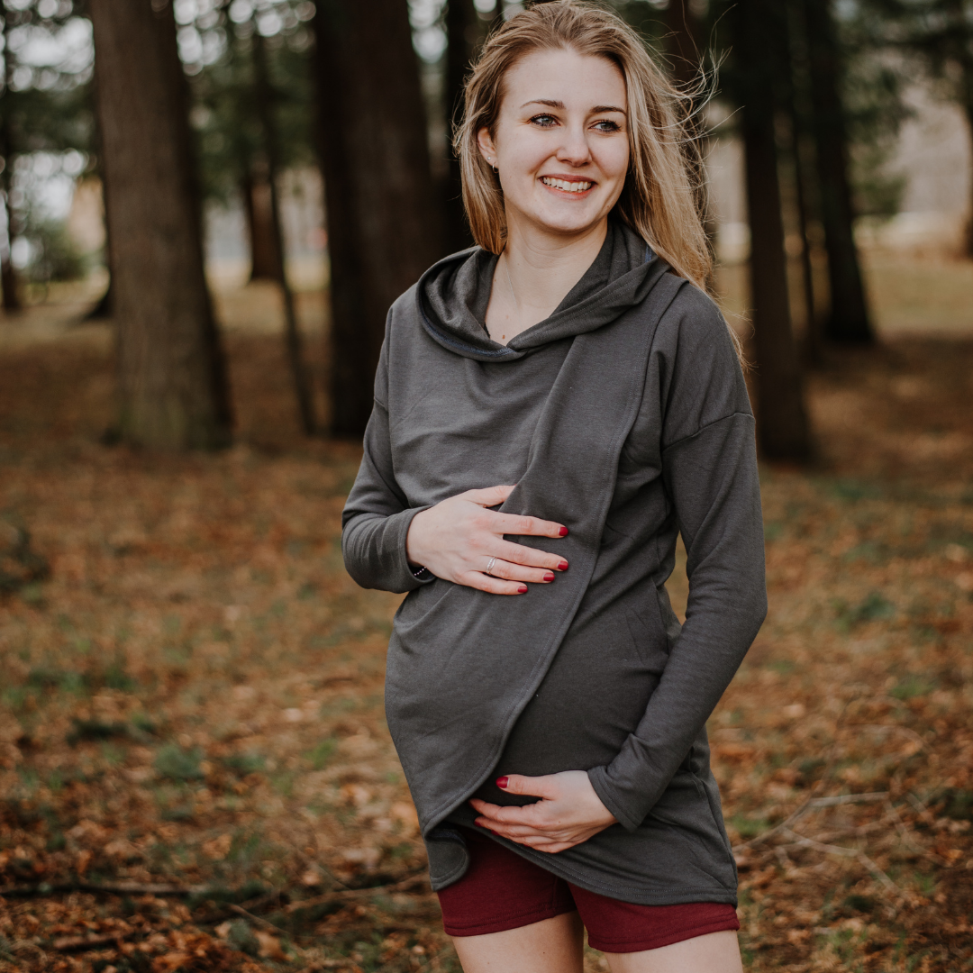 Gianna nursing hoodie in charcoal - maternity hoodie by New Genes Maternity Wear