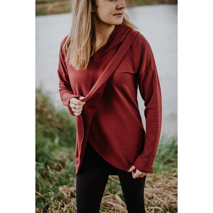 Gianna nursing hoodie in mulberry - maternity hoodie by New Genes Maternity Wear