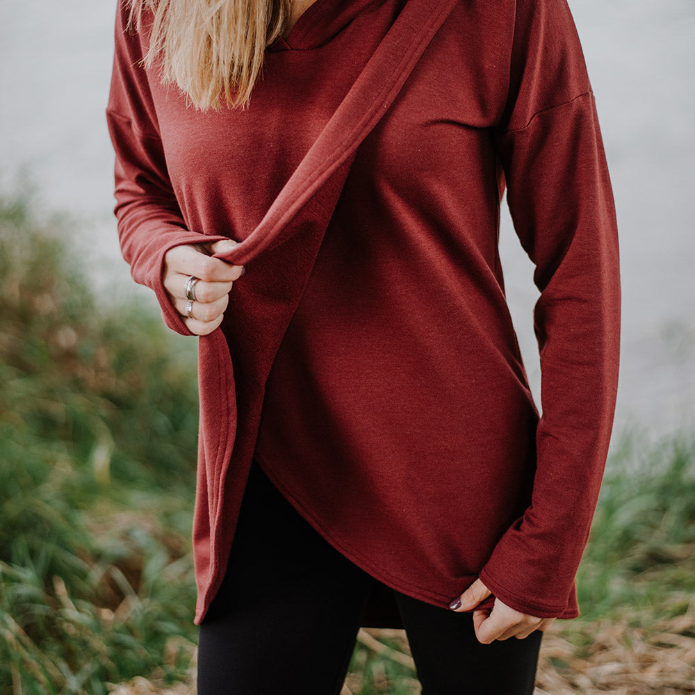Gianna nursing hoodie in mulberry - maternity hoodie by New Genes Maternity Wear