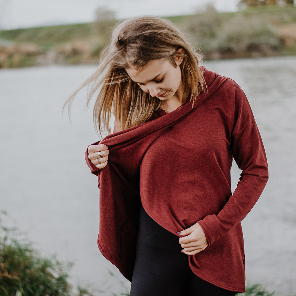 Gianna nursing hoodie in mulberry - maternity hoodie by New Genes Maternity Wear