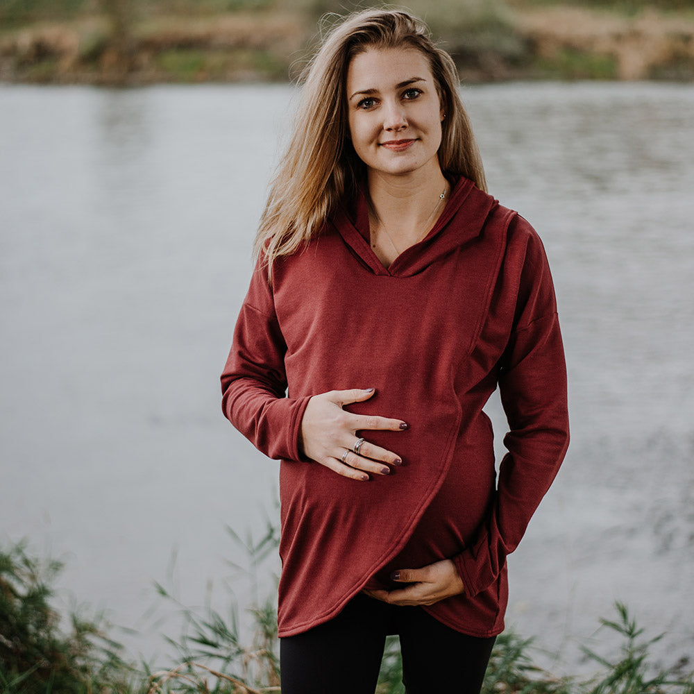 Gianna nursing hoodie in mulberry - maternity hoodie by New Genes Maternity Wear