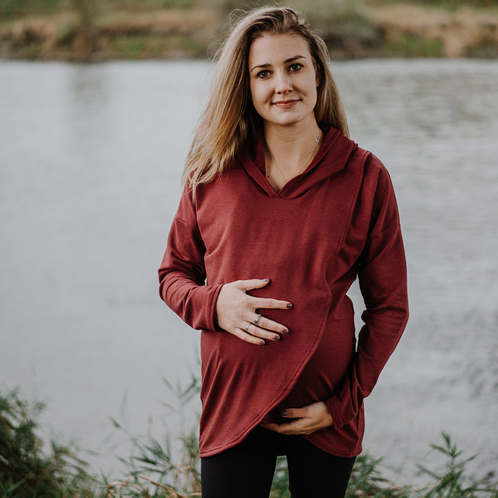 Gianna nursing hoodie in mulberry - maternity hoodie by New Genes Maternity Wear