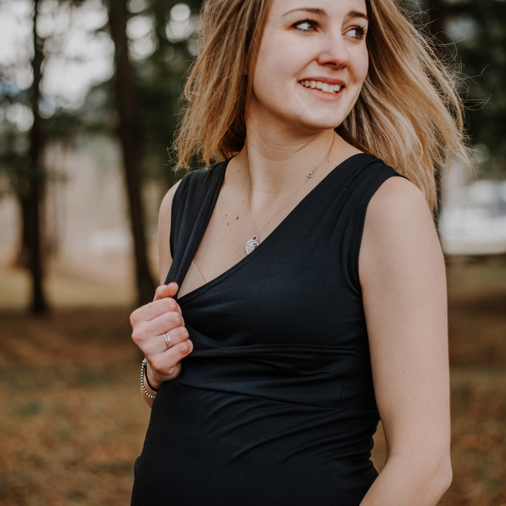 Ophelia nursing tank top in black - New Genes Maternity Wear