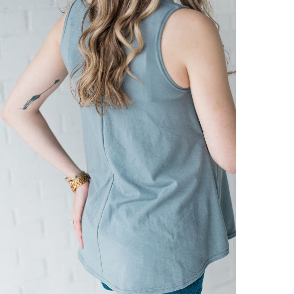 Sasha nursing top in steel blue - New Genes Maternity Wear