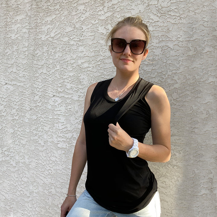 Spencer Nursing Tank-Black - New Genes Maternity Wear 
