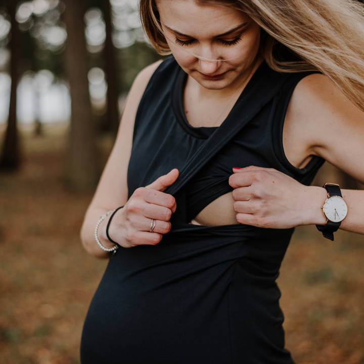 Zoe tank nursing dress in black - maternity dress by New Genes Maternity Wear