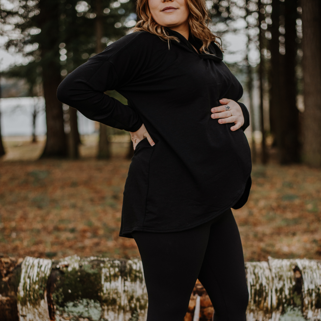 Gianna nursing hoodie in black - maternity hoodie by New Genes Maternity Wear