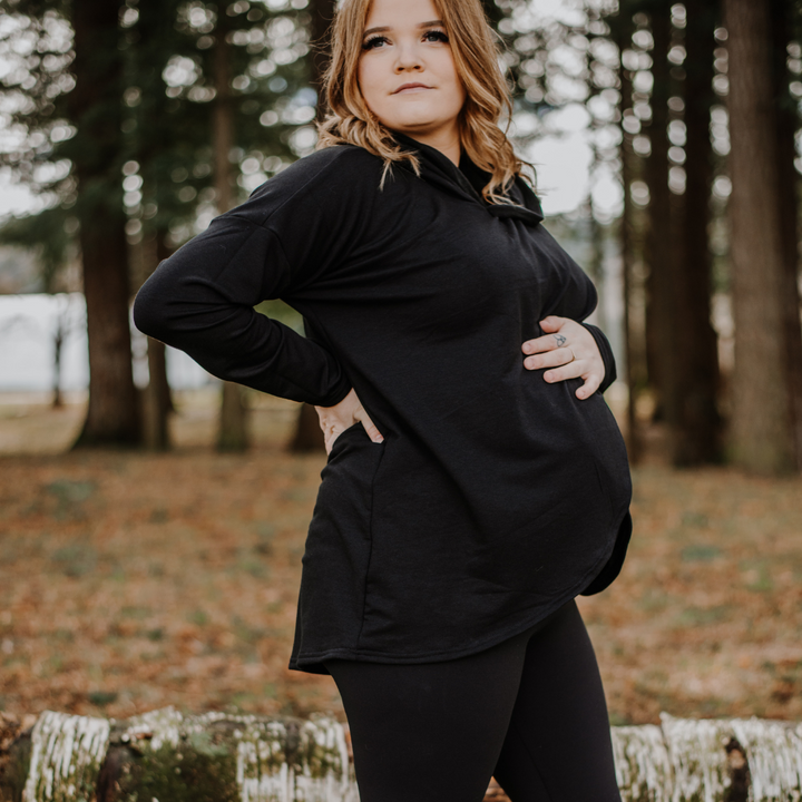 Gianna nursing hoodie in black - maternity hoodie by New Genes Maternity Wear