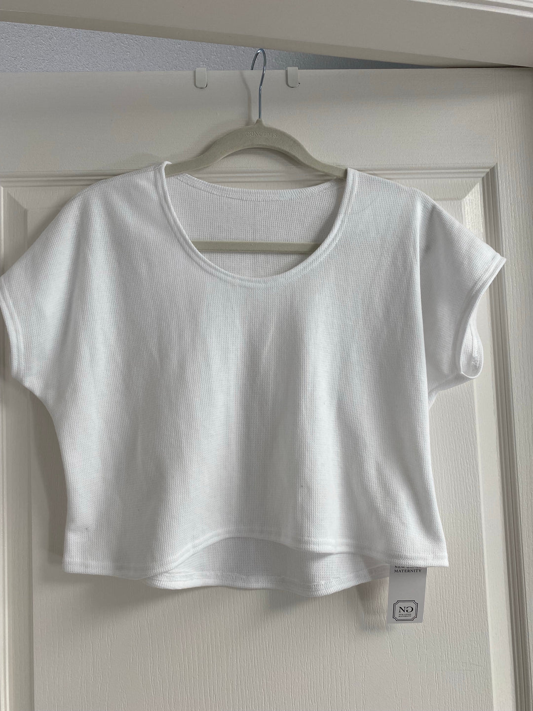 Miles waffle Top-White - New Genes Maternity Wear 
