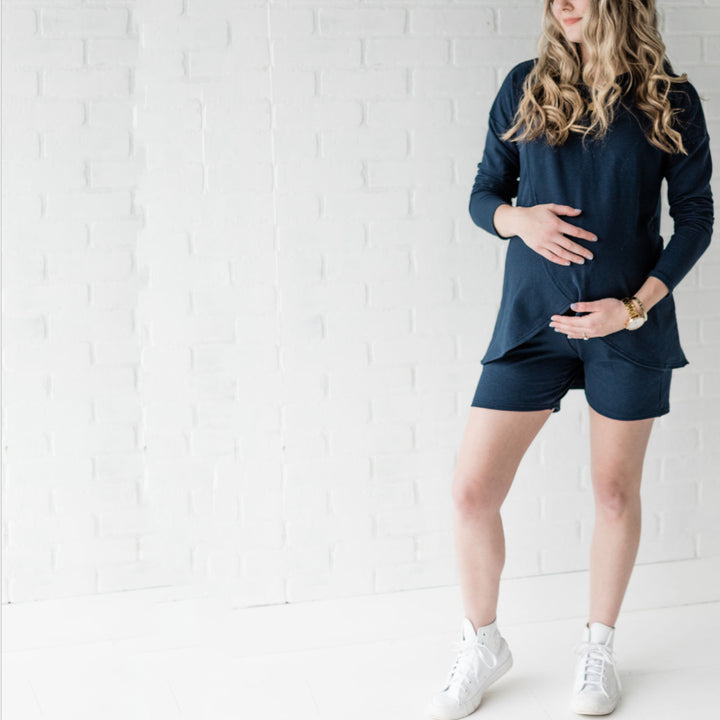 Nadia maternity jogger shorts in navy - New Genes Maternity Wear